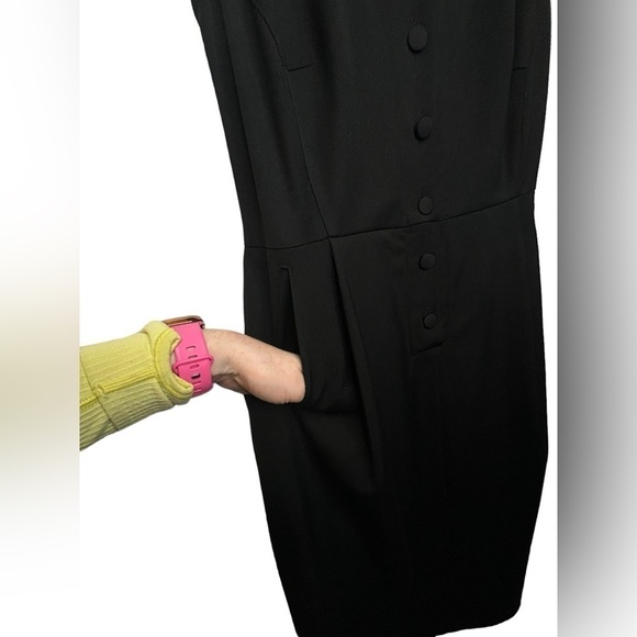 Bitte Kai Rand Academia Sleeveless Midi Half Button Front Size Large Black Dress - Picture 5 of 15